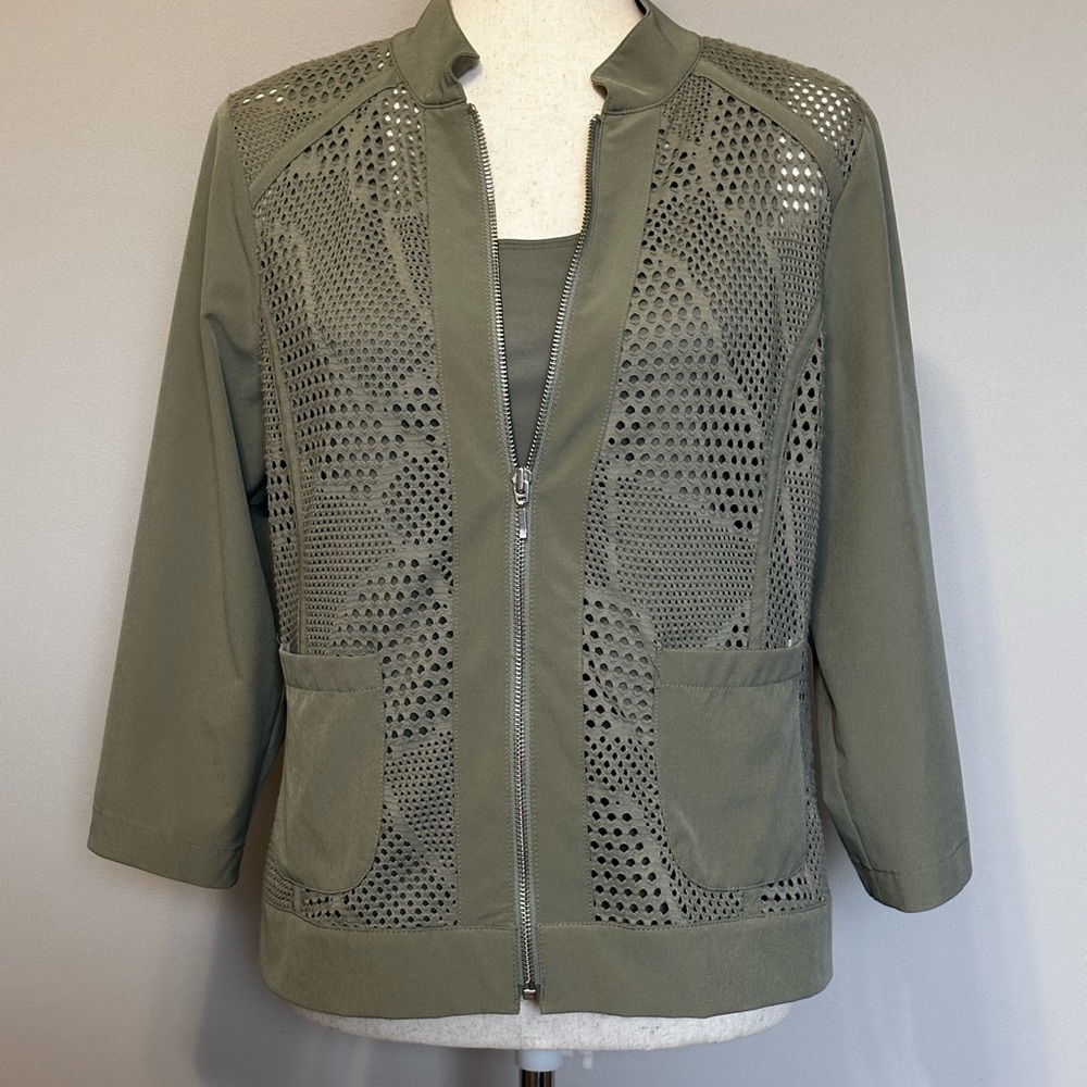 Chico's Olive Green Perforated Jacket